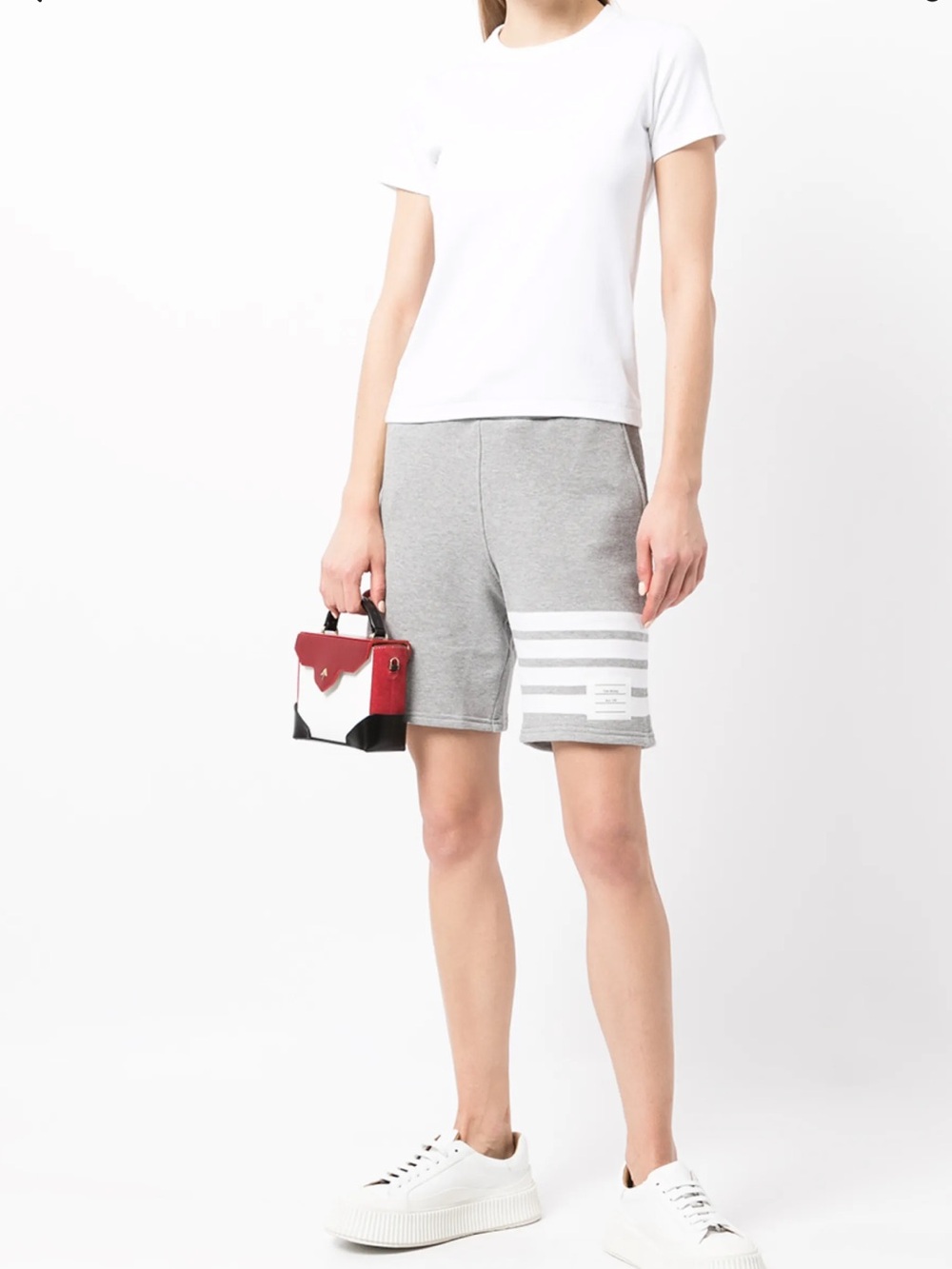 Thom Browne Gray and White 4 bar shorts size 00